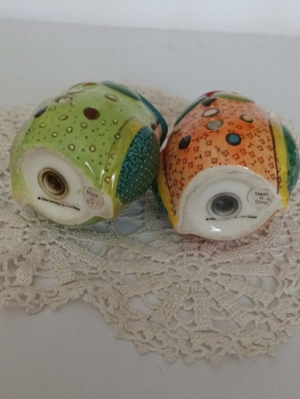 Decorative Owl Salt and Pepper Shaker Set - Green & Orange